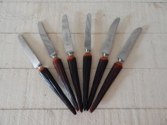 Serrated Stag Steak Knife Set Set of 4 Stag Antler Handle 