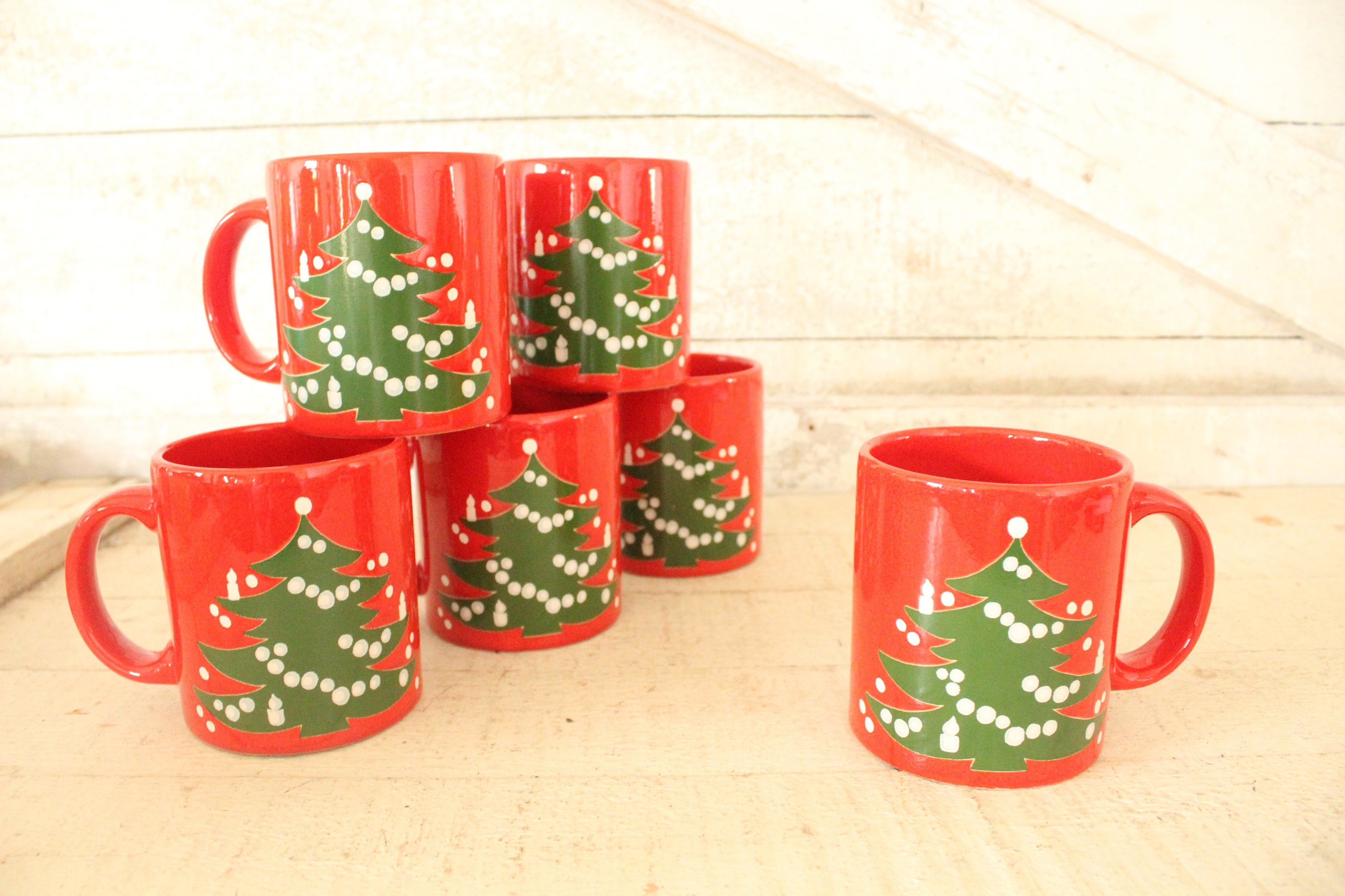 Vintage Waechtersbach Red Christmas Tree Coffee, Hot Chocolate Mug