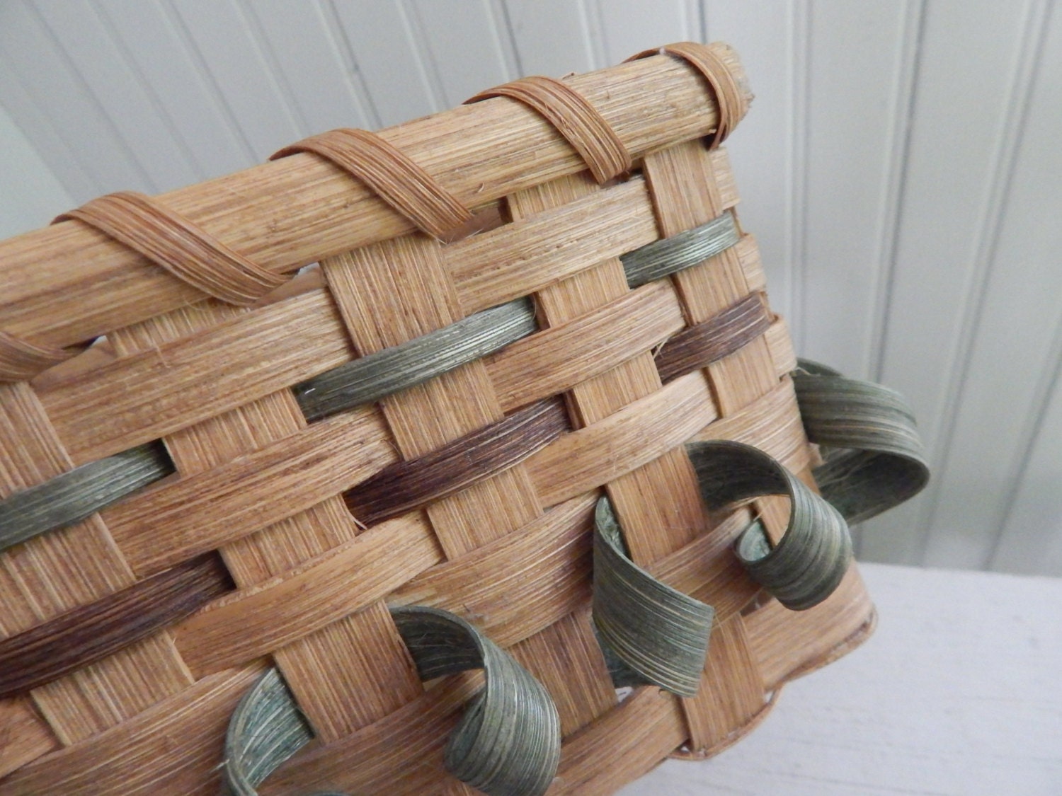 CHILDWEET Cesta de mimbre rectangular de madera del niño rural de la cesta  de escritorio de la bandeja de la