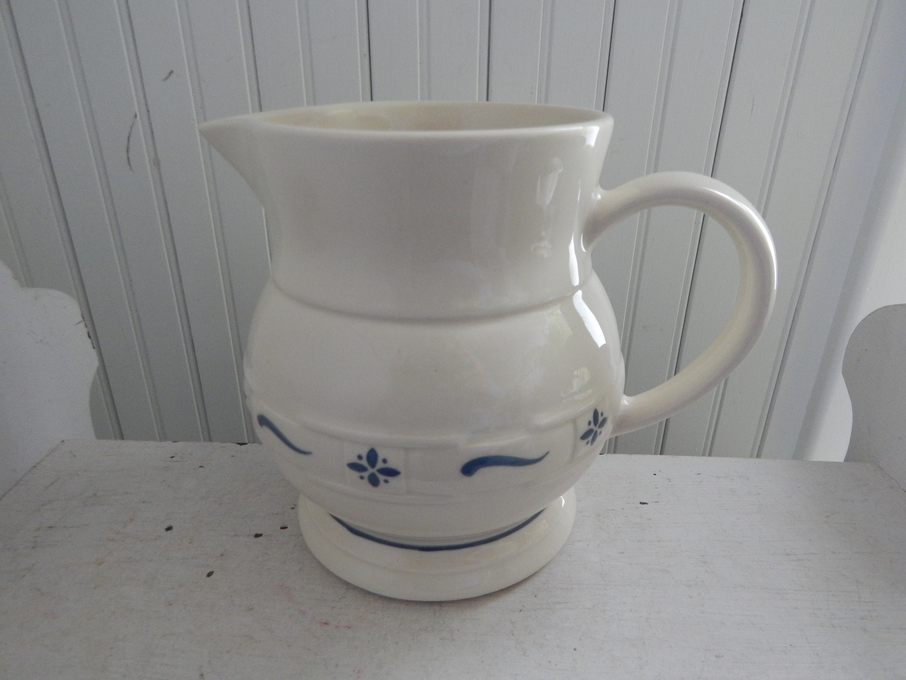 Longaberger Pottery Blue Woven Traditions Small Pitcher Made in USA 1991 6