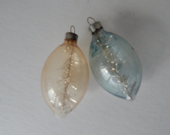 Clear Glass Tear Drop Christmas Ornament With Tinsel Set of Etsy