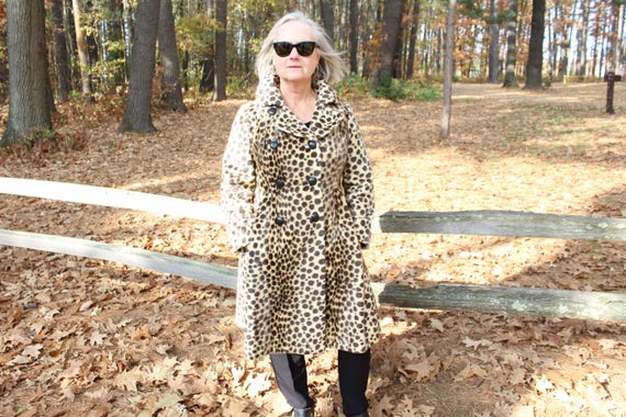 ジャケット・アウター vintage leopard design far long coat DeHolifer Womens Winter Coats Leopard Print Fleece Cardigan