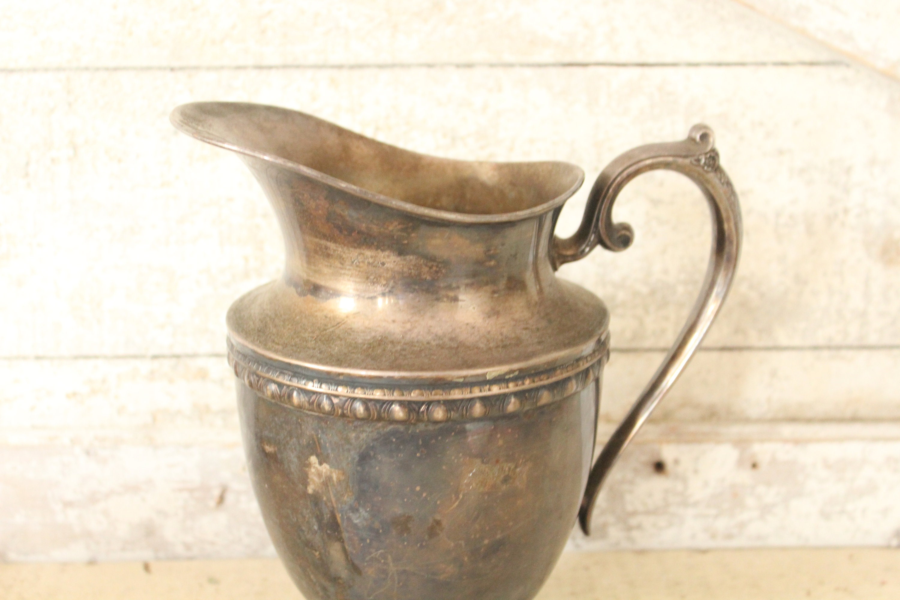 Vintage Aged Silver Water Pitcher - Silver Pitcher - Rogers
