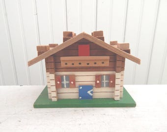 Hand Painted Swiss Chalet Jewelry Box – Vintage Cottage Decor, Made in Italy