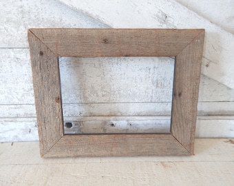 Rustic Gray Barn Wood 10x7 Frame - Old Wood Details - Hand Crafted Barn Wood Frame - Country Farmhouse Frame - Rustic Barn Wedding Frame