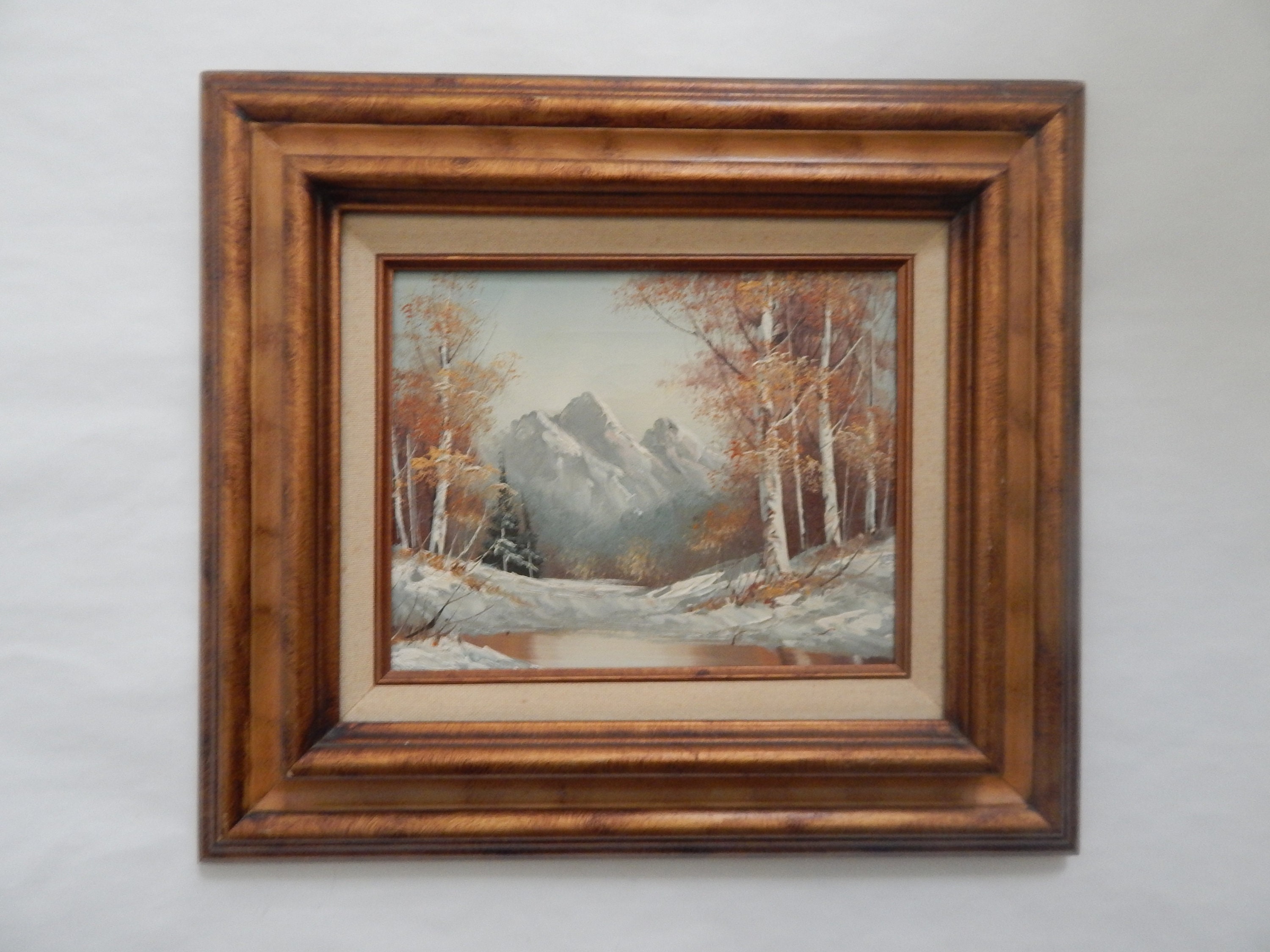 豪華！アンティーク絵画　油彩　アメリカ　森林と川風景画Antiqueヴィンテージ 豪華！アンティーク絵画 油彩 アメリカ 森林と川風景画Antique