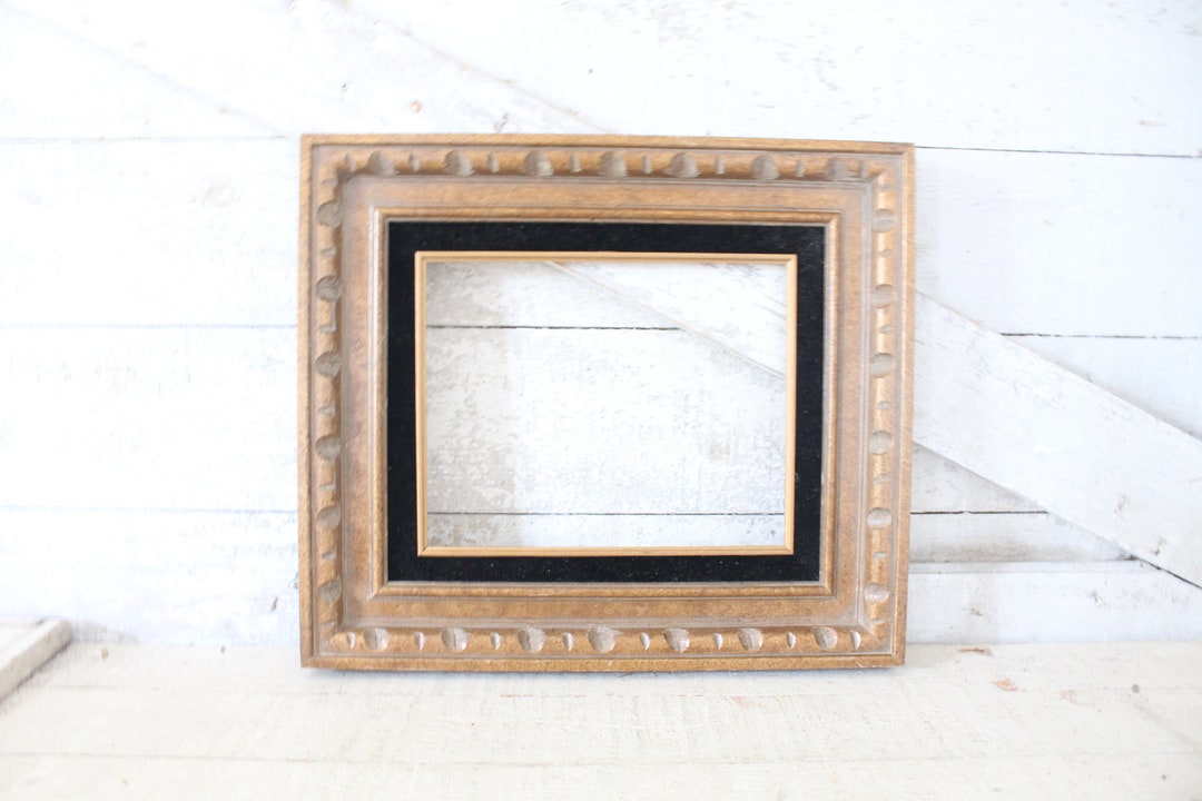 Vintage Antique Gold 8x10 Frame W/ Black Velvet Inset Mid Century