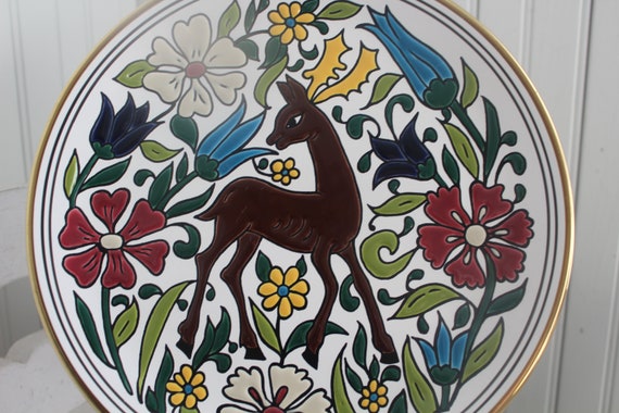 ヴィンテージ manousakis ギリシャ 手作りプレート Vintage Hand Made Manousakis Keramik Rodos Greece Fine Art Ceramic