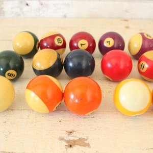Vintage Billiard Ball Set - Mid Century Bakelite Pool Balls - Complete ...