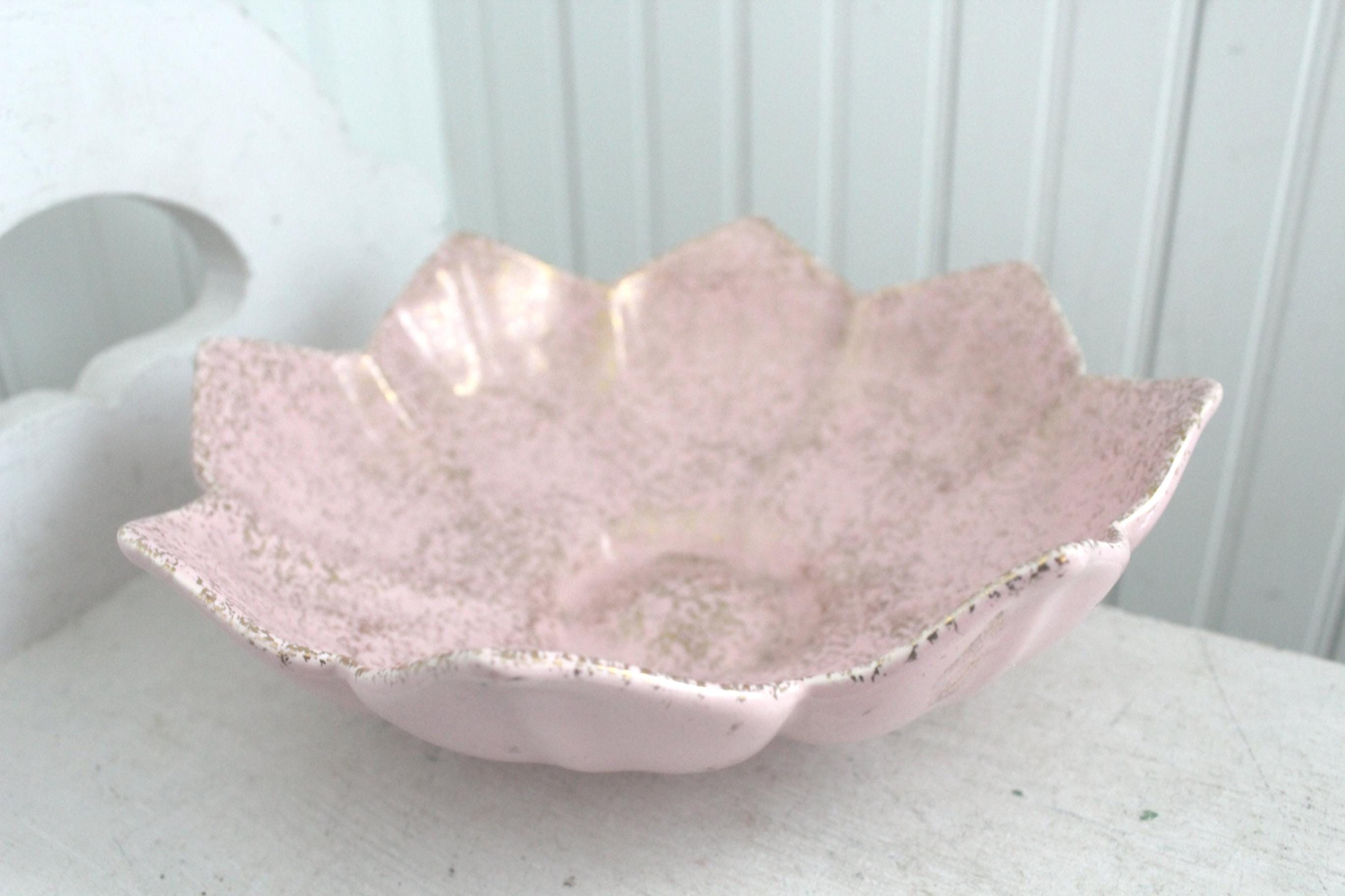 Vintage Pink NOR-SO Hand Painted Ceramic Flower Bowl - 1960s
