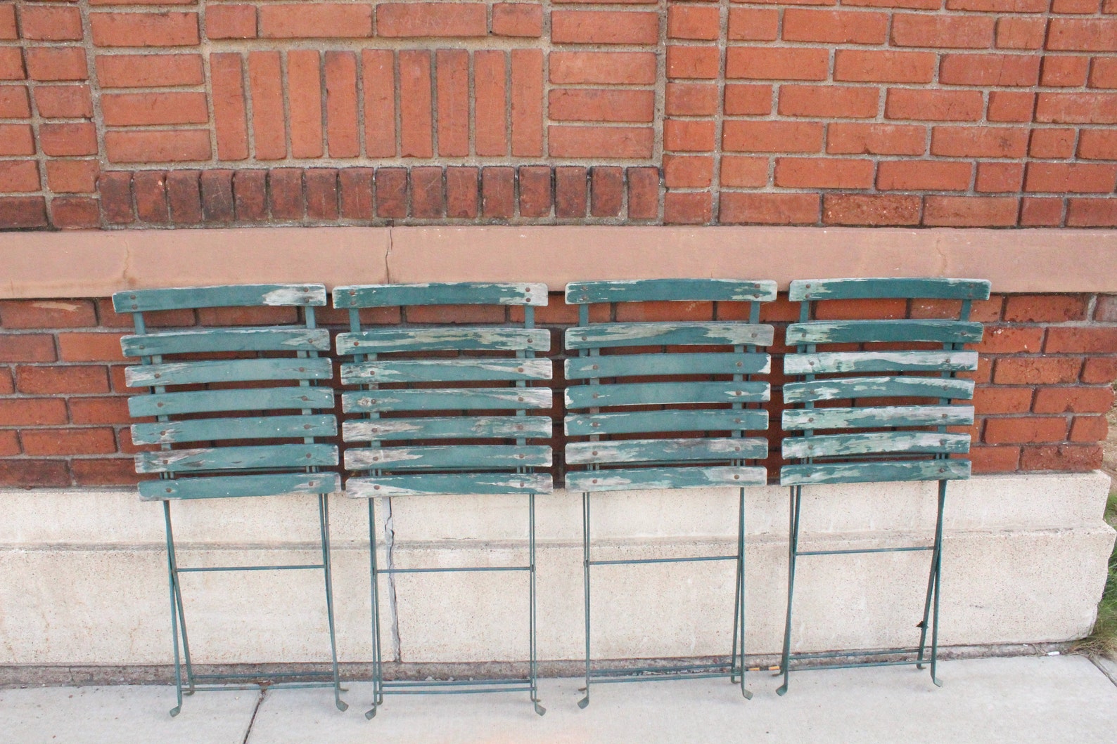 Vintage French Folding Garden Chairs Wood Slat & Metal Etsy