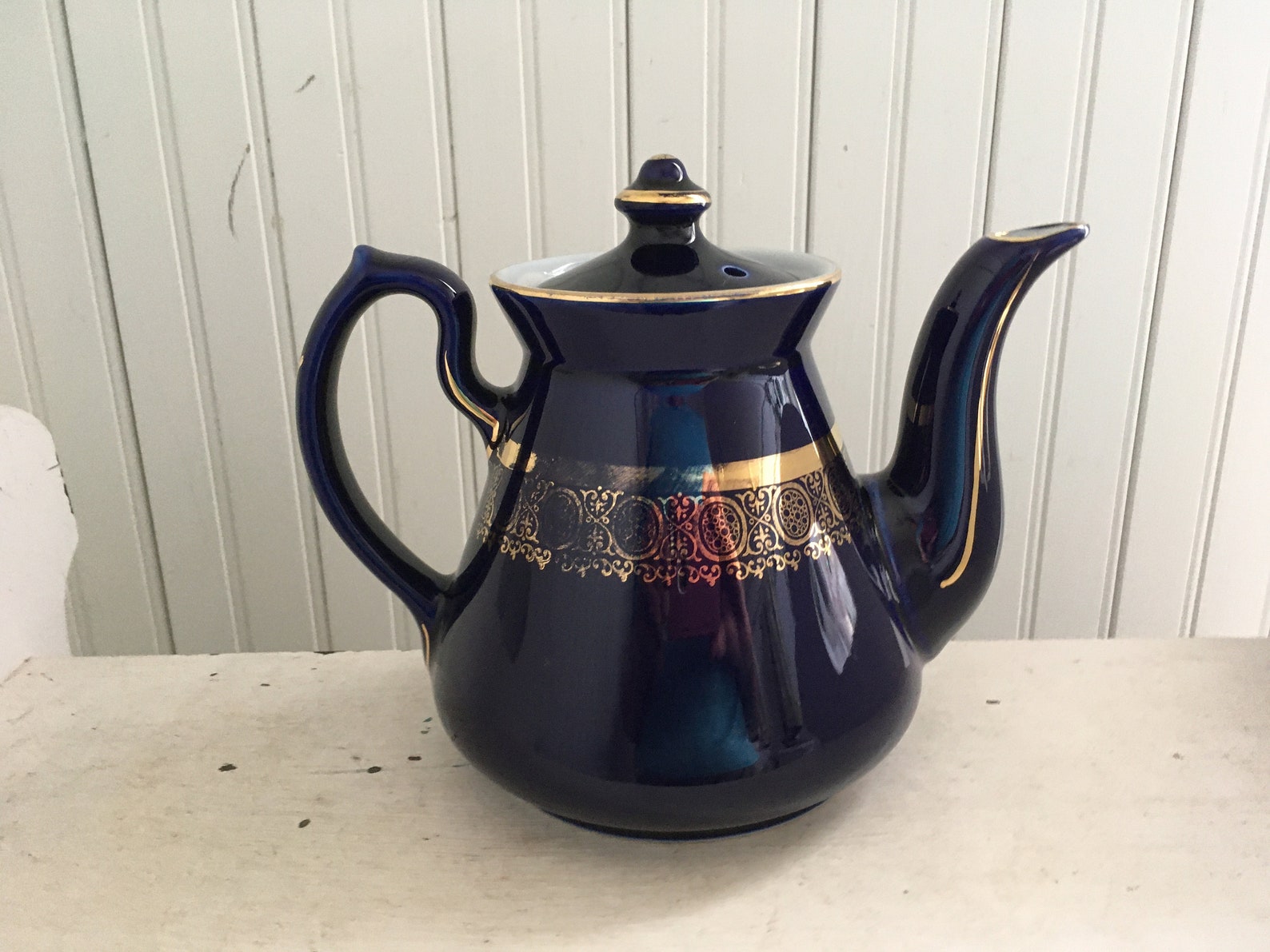 Vintage Hall Teapot 063X Cobalt Navy Blue Hall Teapot Made Etsy