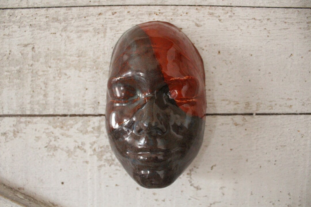 Vintage Hand Crafted Studio Pottery Face Mask Original Handmade Art Pottery Face Mask Wall Art