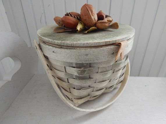 Vintage Woven White Basket Purse - Woven Wood Sla… - image 9