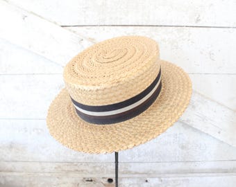 Vintage 1920s Locke and Co. Hatters Straw Boater / Skimmer Hat