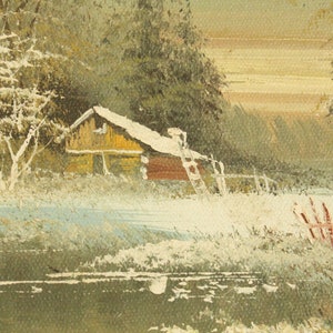 Vintage Original Oil Painting - Winter Cabin in the Woods Oil Painting ...