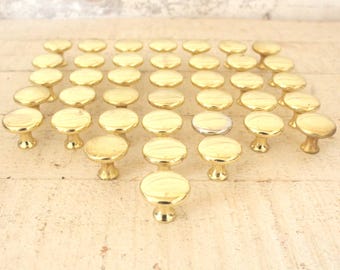 Vintage Brass Cabinet Door or Drawer Pulls - Heavy Brass Hardware Knobs - Full Kitchen Brass Door / Drawer Hardware - Qty of 39 Available