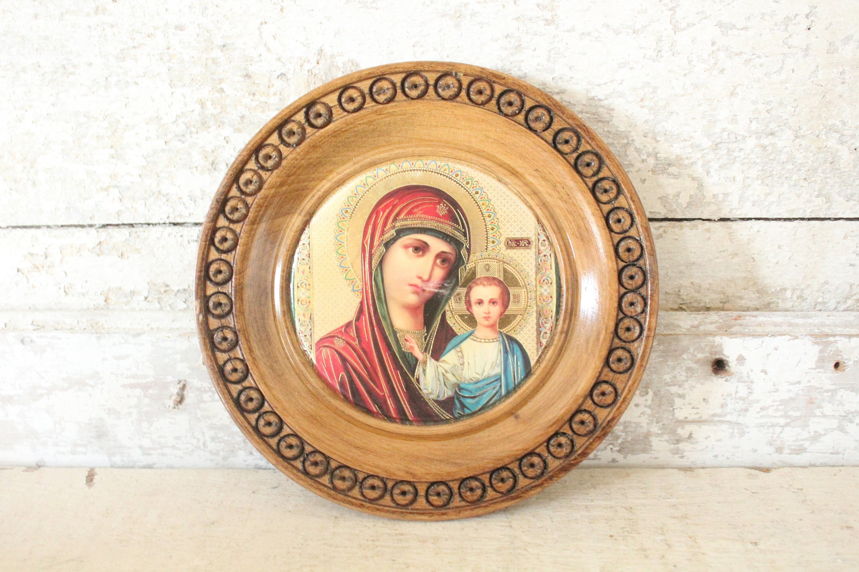 Vintage Italian Florentine Wood Religious Madonna Mary With Christ ...