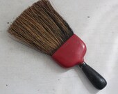Vintage Nifty Hand Whisk Clothing Brush - Rustic Black Red Whisk Broom Brush - Clothing Brush - Red Nifty Brand Whisk Grooming Straw Brush
