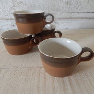 Vintage Mikasa Buckskin Coffee Mugs - 1970s Ceramic Set of 4