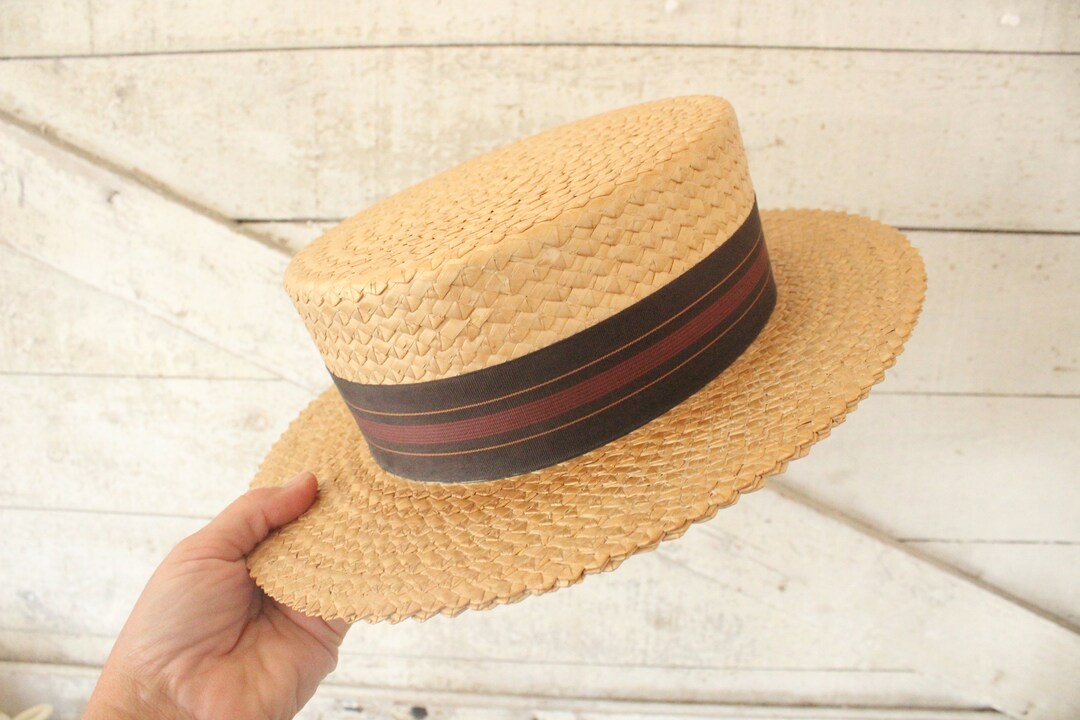 Vintage Byrnie Utz Men's Straw Hat Great Gatsby Style Straw Hat Vintage