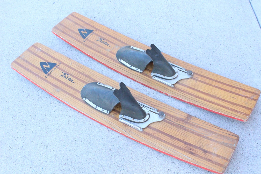 Vintage Northland Trixter Water Skis 1950s/60s Wood Water Skis Rubber