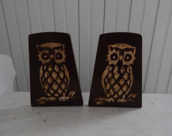 Wooden Owl Bookends - Pair of Mid Century Modern Owl Bookends - Retro Home Decor - Owl Collectible - Pr of Wood Bookends for Home or Office