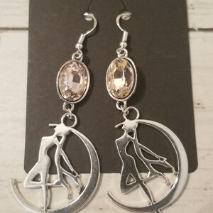 Sailor Moon Cut Out with Pink connector Drop Hook Earrings