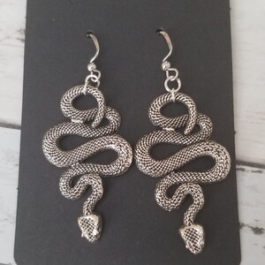 Snake Drop Hook Earrings silver