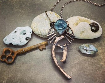 Copper Electroformed Brazilian Plume Agate with Otter Rib Bones... w/ an 18” antiqued Copper chain