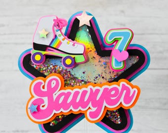 Roller Skating Glitter Shaker Cake Topper