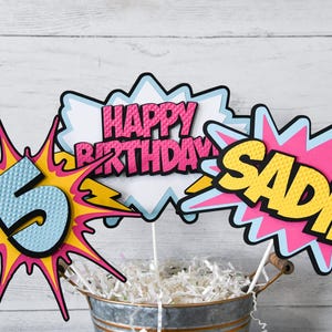 Girl Superhero Birthday 3pc Cake Topper set