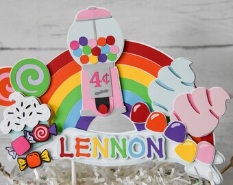 Candy Rainbow Cake Topper | Customized with Name and Age