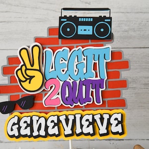 80s Graffiti Cake Topper: Two Legit 2 Quit Second Birthday