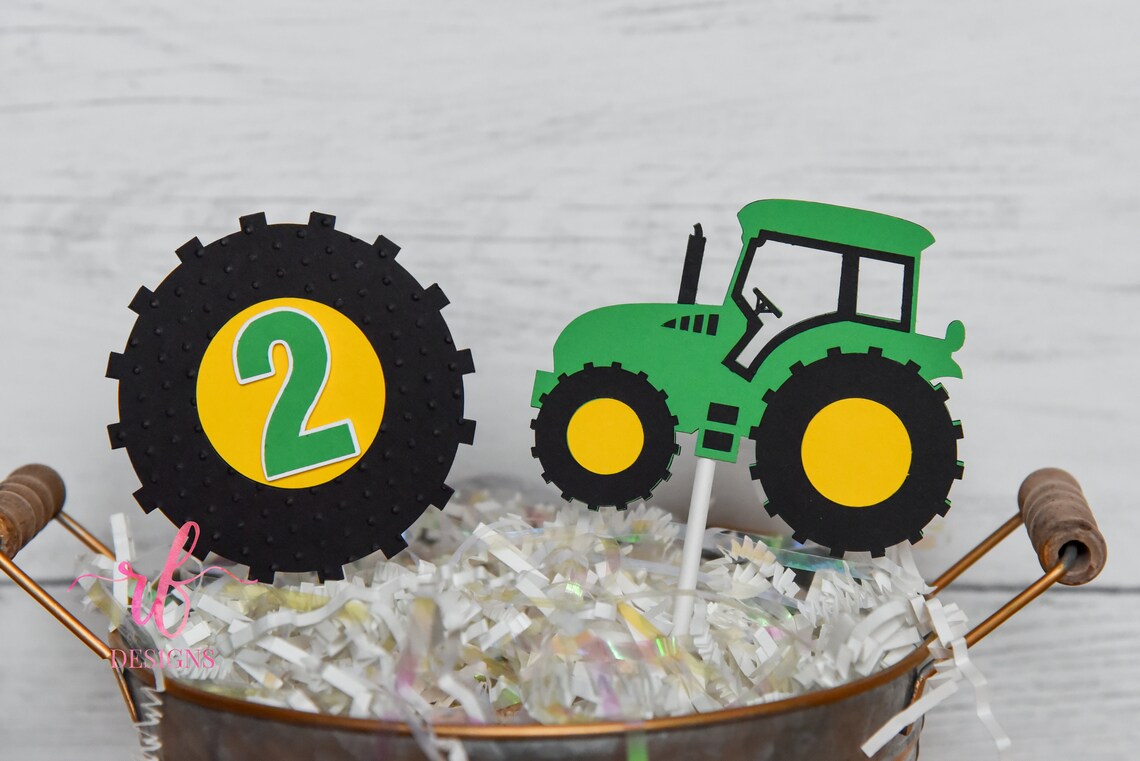 Tractor John Deere inspired Cupcake Toppers Customized with | Etsy