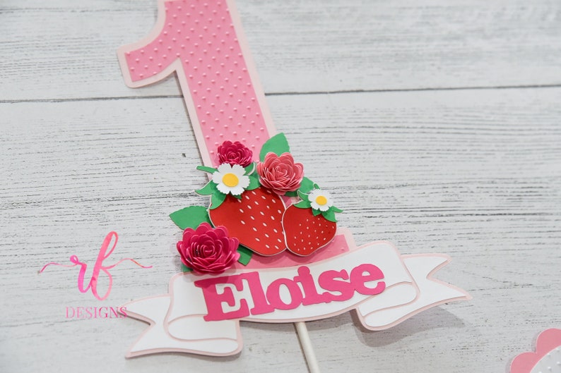Berry Sweet Strawberry Cake Topper Customized With Name and Etsy