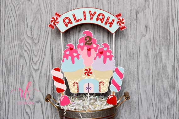 Candyland Cake Topper Ice Cream Castle Set Customized With Name and Age Ice  Cream Party, Sweet Shoppe, Sweets, Candy 