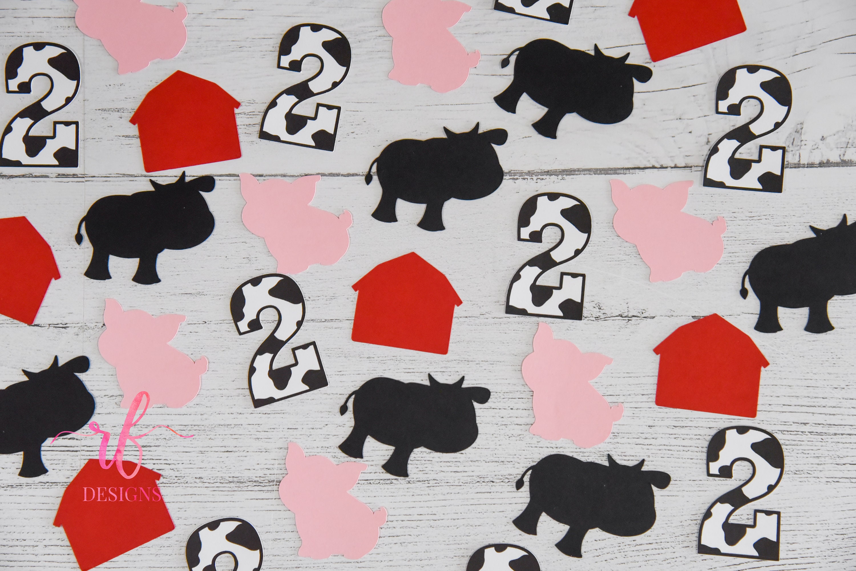 Barnyard Farm Birthday Confetti 100pc Including Cow Print Age