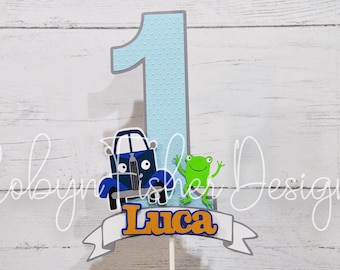 Little Blue Truck inspired Cake Topper!  Customized with Name and Age!  Perfect to celebrate your little guy!