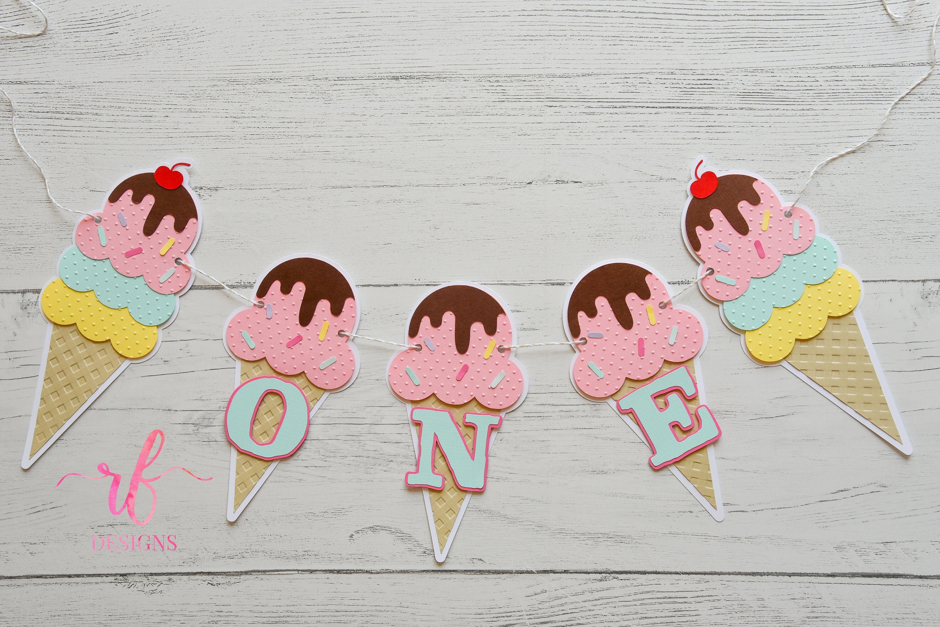 Ice Cream Birthday Banner Perfect For Ice Cream Theme Party Etsy