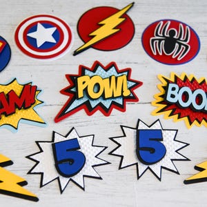 Superhero Cupcake Toppers Customized with age | Choice of Colors