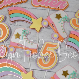 Roller Skating Cupcake toppers!  Pastel shades!  Roller Skating party, retro theme!
