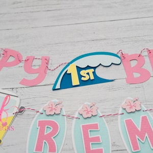 Surfer GIrl Surf Board Birthday Banner and **OPTIONAL** Happy Birthday letter banner!  SOLD SEPARATELY!