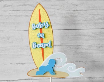 Baby On Board Cake Topper | Surf theme baby shower