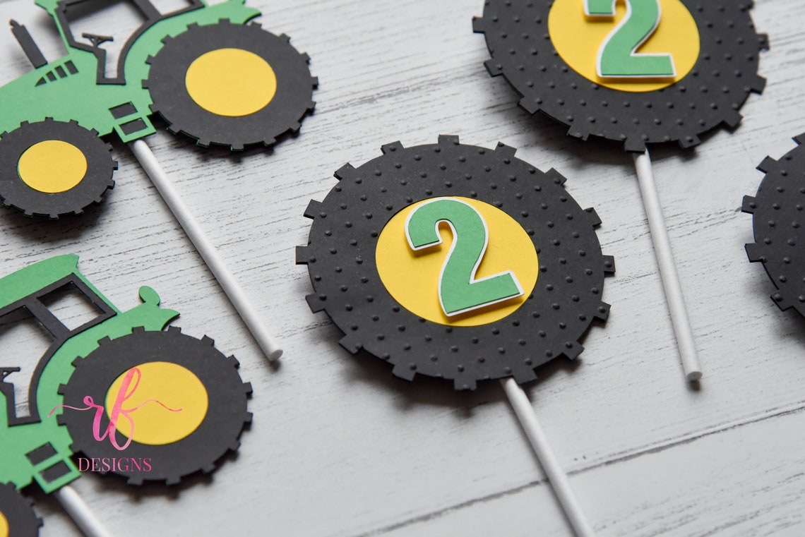 Tractor John Deere inspired Cupcake Toppers Customized with | Etsy
