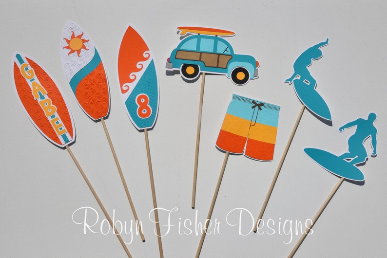 Surfer Boy Birthday 7pc Centerpiece Pool or Summer Party! Surf Perfect for your Beach