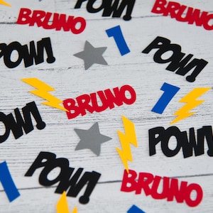 Superhero Confetti | 100pc set Customized with Name and Age | Choice of colors