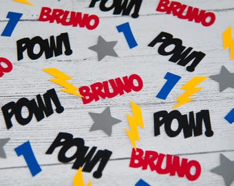 Superhero Confetti | 100pc set Customized with Name and Age | Choice of colors