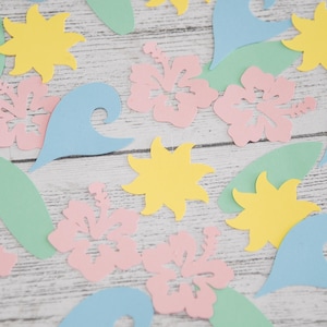 Surfer Confetti - 100pc Surf, Beach, Luau Theme Confetti!  Gender Neutral Pastel Colors!