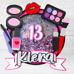 Makeup Glitter Glam Shaker Cake Topper